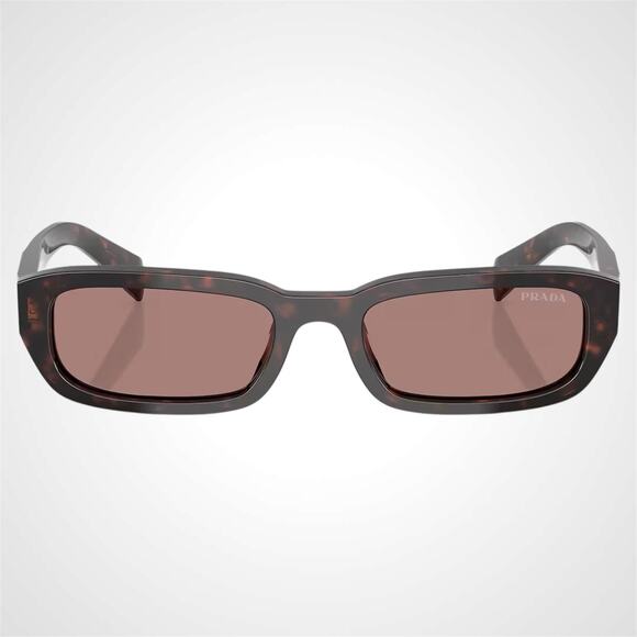 New PRADA Sunglasses Brown Tortoise Symbole Logo Rectangle w/ Case - Picture 2 of 6